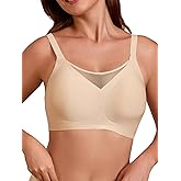 COCOMARTS Jelly Bras for Women No Underwire Push Up V Mesh Seamless Comfort Tshirt Bra Supportive Lift Bralette Everyday Bra