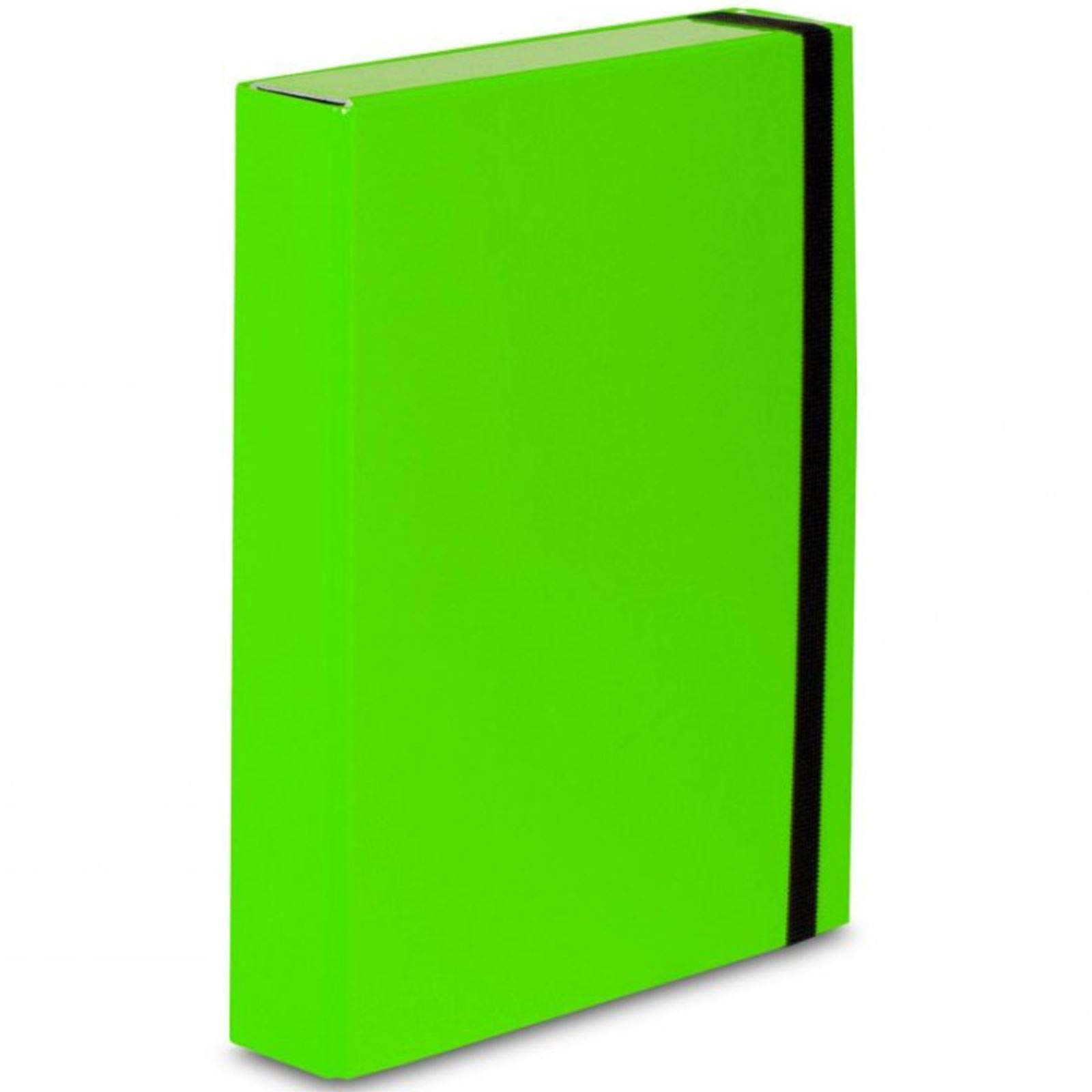 Light Green Caribic A4 Document Box Folder Elastic Band Storage File Foolscap Paper Hard Cardboard Organiser