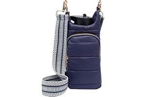 WanderFull Crossbody HydroBag | Quilted Water Bottle Carrier & Strap | Stylish Puffer Tote for Water Bottle