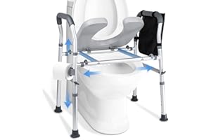 Raised Toilet Seat with Handles-Toilet Seat Riser for Seniors with Adjustable Height & Width,500 LBS Raised Toilet Seat, Hand
