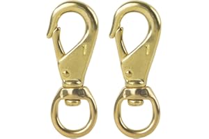 AOWESM 3-1/4" Brass Snap Hook 3/4" Swivel Eye - Solid Brass Clips #1 - Bags, Belting, Leashes, Straps, Luggage, Leathercarft (Pack of 2)