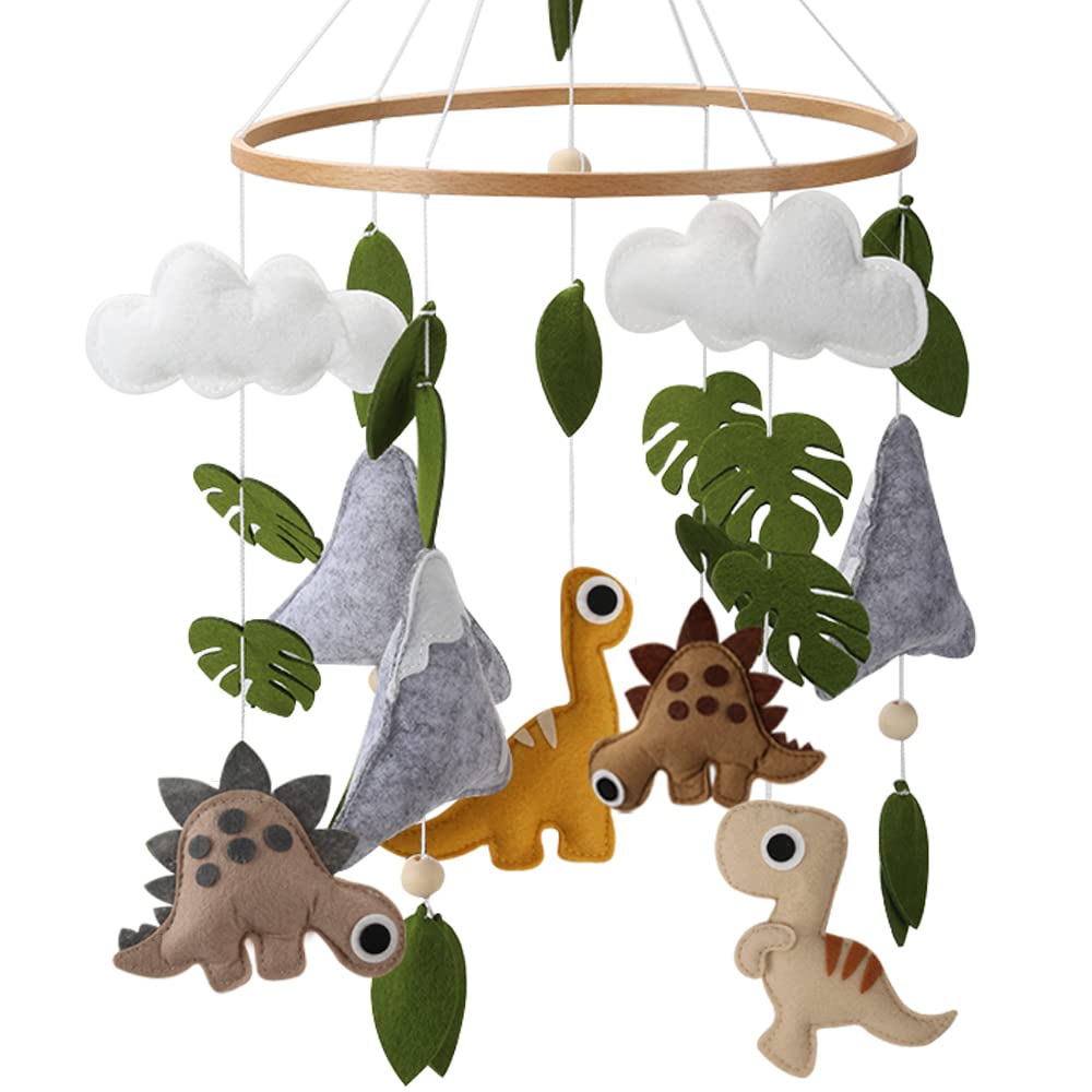 Dinosaur Felt Baby Mobile Hand Made Jurassic Nursery Hanging Decor Dino Baby Mobile Neutral