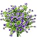 Artificial Flowers, Fake Outdoor UV Resistant Plants Faux Plastic Greenery Shrubs Indoor Outside Hanging Planter Home Kitchen Office Wedding, Garden Decor (Purple)