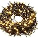 Fairy Lights Outdoor String Lights 33ft 100 LED with Memory Modes Controller, Extendable Christmas Lights Decorations for Wedding, Christmas, Party, Patio, Indoor Outdoor (Black Wire- Warm White)