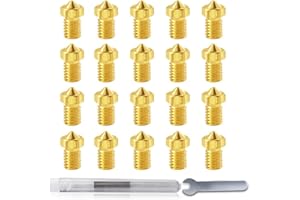 SAPLUSREPRAP 5Aplusreprap 3D Printer 0.4mm V6 Nozzles - 20Pcs High Precision V6 Brass Nozzle for E3d V5, Pursa I3 MK3, Anycubic I3 Mega with Nozzle Cleaning Needles, Non-Clogging, Good Durability, Easy to Install