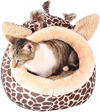 Hianiquaime Lit De Chat Niche De Petit Chien Avec Coussin Amovible Doux Et Chaud En Forme De Girafe Maison Panier Mignon Pour Chiot Chat Lapin L