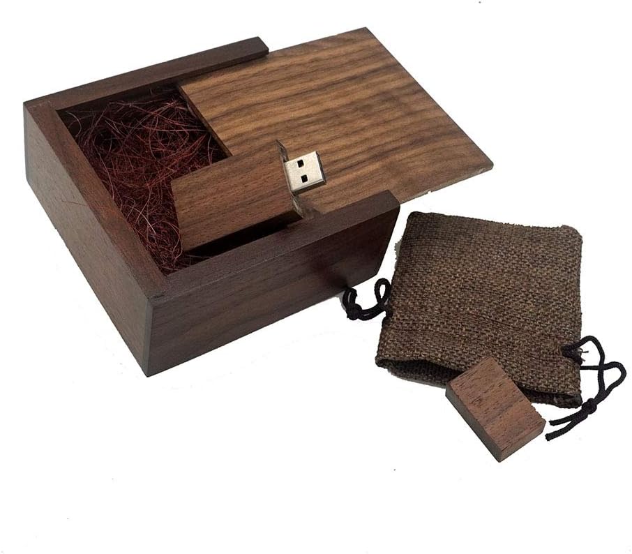 LONMAX 16GB Walnut Wooden USB Flash Drive with Gift Box USB Memory Stick Pen Driver for Gift (16GB, Walnut+Small Walnut Box)