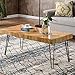 P PURLOVE Modern Wood Coffee Table, Easy Assembly Coffee Table for Living Room w/Chevron Pattern & Metal Hairpin Legs, Glossy Finished Rectangular Side Table