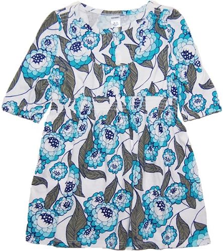Amazon Co Jp オールドネイビー Old Navy 女の子用ブルー花柄 ウエストシャーリング仕立て七分袖ワンピース 5t 5歳用 110cm 1cm 青花柄ドレス 深緑ワンピース 秋冬ワンピ 並行輸入 服 ファッション小物