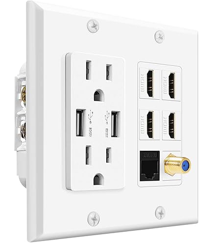 1-Port HDMI 1-Port Toslink Wall Plate Kit - White - View #7