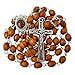 Carved Beads Catholic Rosary Necklace with Jerusalem Soil Centerpiece Rosary Pouch Certificate Holy Land Gift