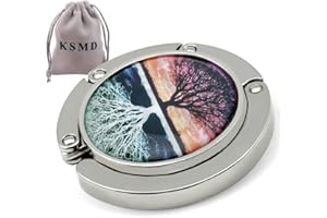 KSMD Compact Round Purse Hooks for Table and Bars,Portable Purse Hanger Organizers Hooks Handbag Holder Pocketbook Holder Bag Storage for Desk Bag (Tree of Life)