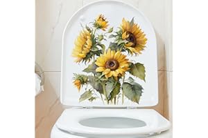 WAFT YEARN Sunflower Toilet Seat Lid Cover Decals Stickers PVC Flowers Sticker Removable Self-Adhesive Restroom Decor Art Decoration (Sunflower 3)