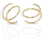 14k Gold Small Double Hoop Earrings for Single Piercing | Twist Spiral Cartilage Earring | Double Piercing Earrings for Women