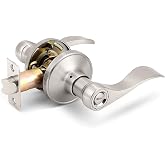 Gobrico Satin Nickel 1 Pack Privacy Door Lever Handle for Bedroom and Bathroom, Keyless Interior Wave/Drop Style Brushed Nickel Door Knob