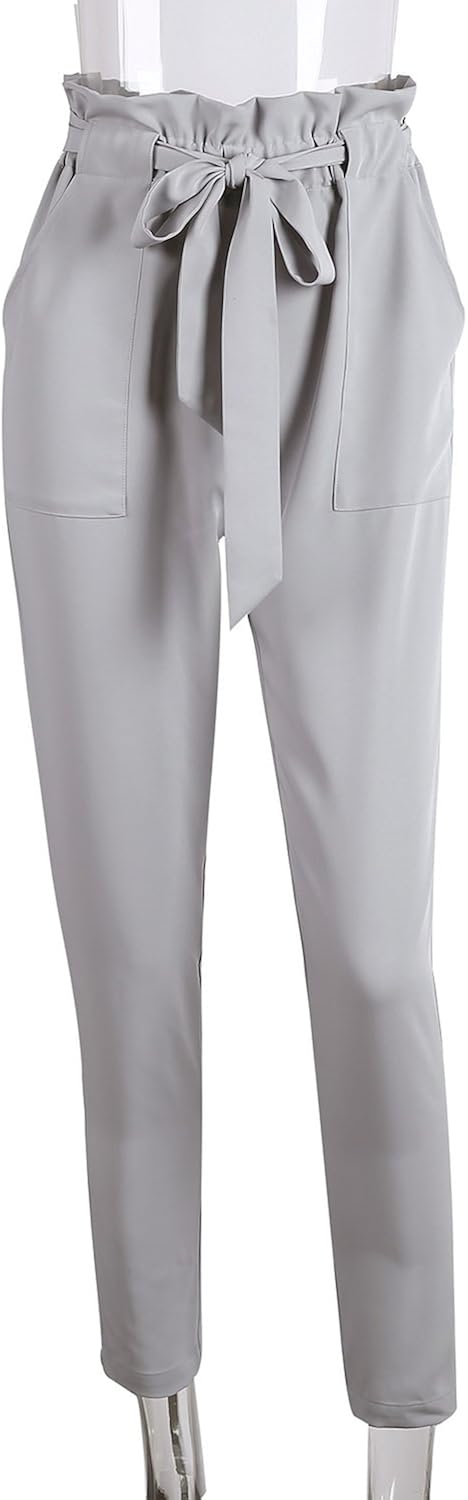 women's slim straight leg stretch casual pants with pockets