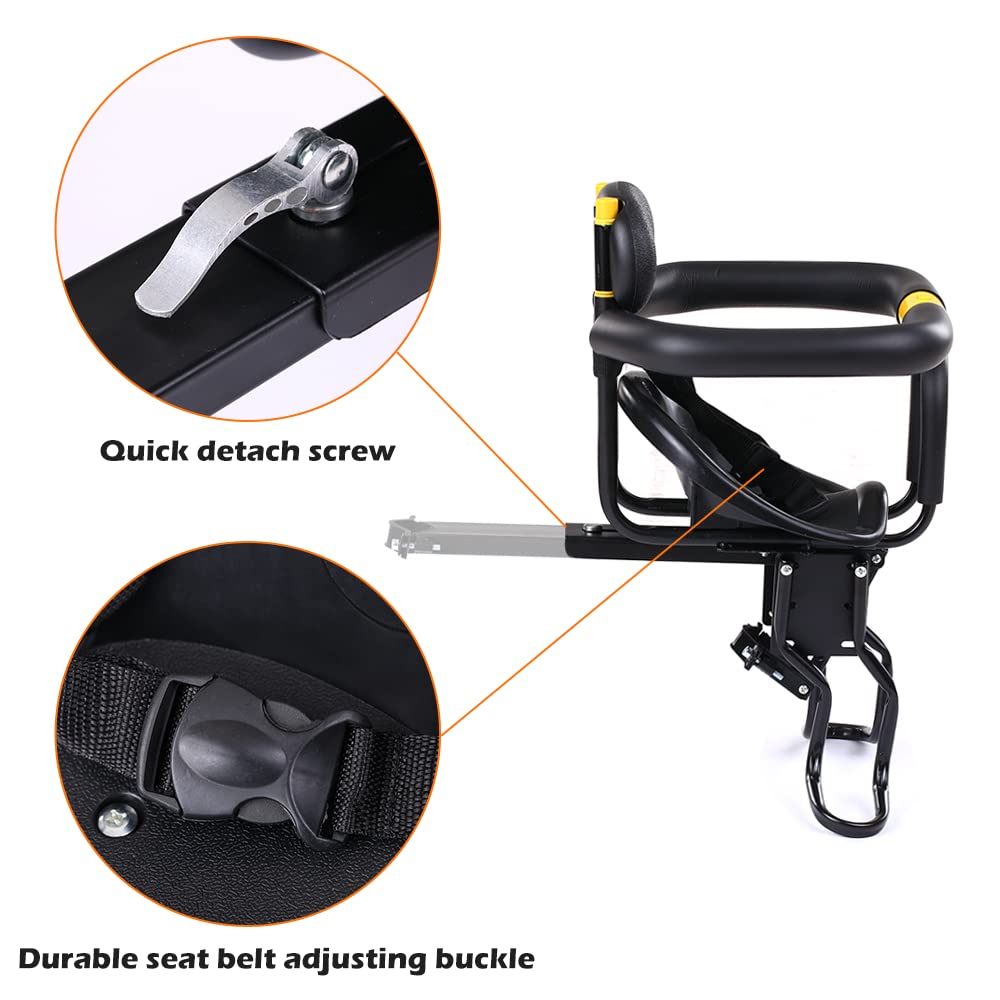 Lixada Bike Baby Seat Kids Child Safety Carrier Front Seat Saddle Cushion with Back Rest Foot Pedals
