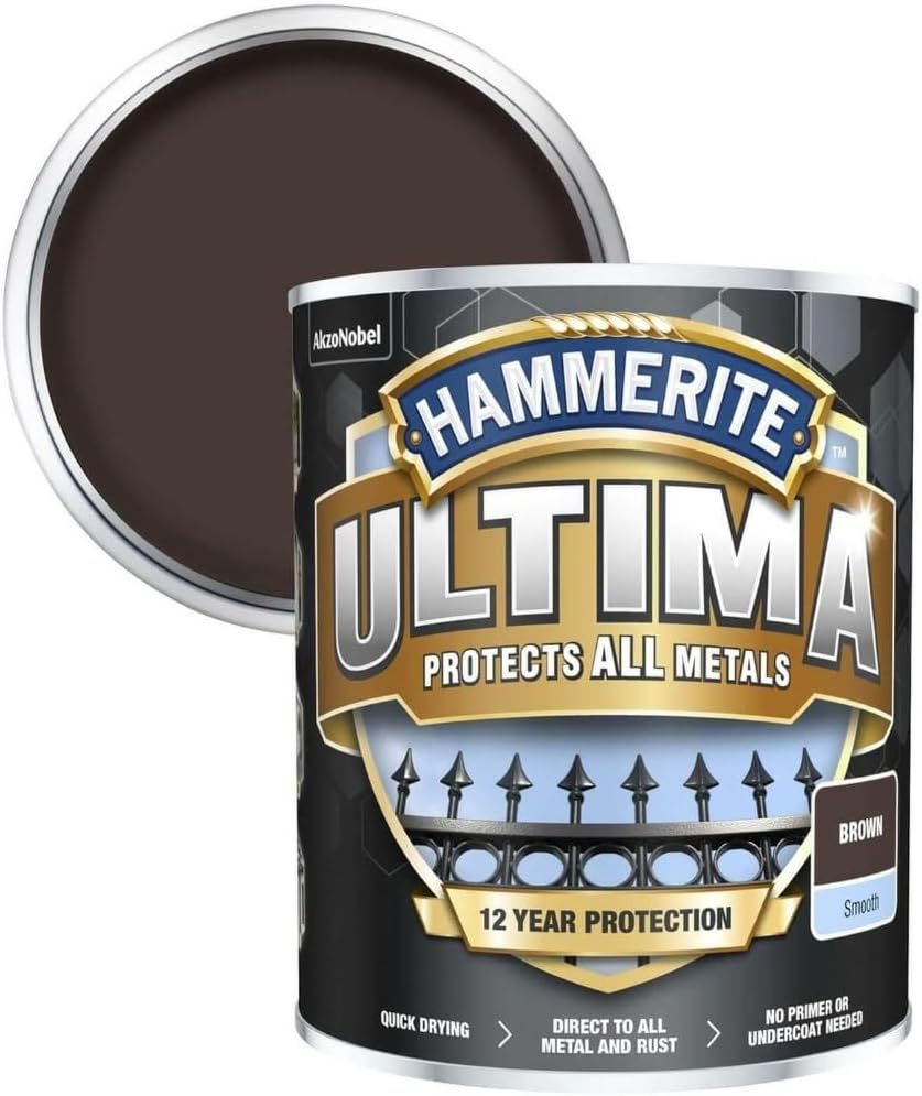Hammerite Ultima Smooth Metal Paint 750ml Brown HMMUMSBR750