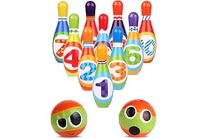LivinVeluris Kids Bowling Set for Toddlers Ages 2-5 – Soft Foam Pins & Lightweight Balls with Numbers – Indoor/Outdoor Develo