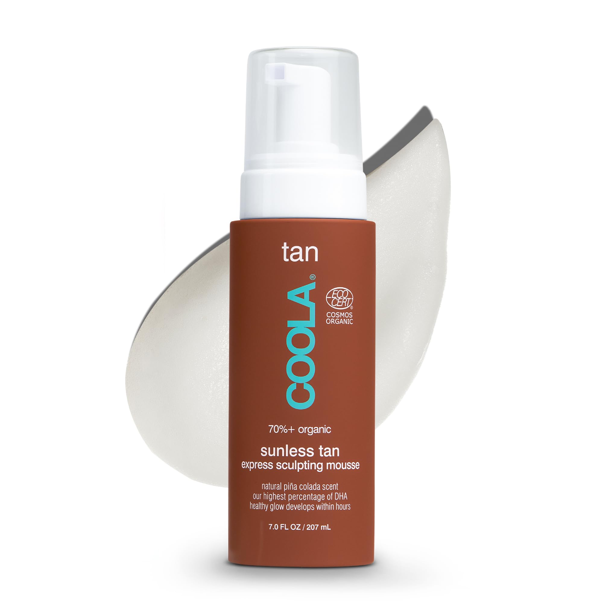 COOLA 70%+ Organic Sunless Tan Express Sculpting Mousse | Self Tan | Face Cream Tanning Lotion