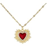 Vivasky Gold Necklace for Women Dainty Heart Pendant Necklace for Women Trendy 16.5-18.5inch Ideal Gift for Her, Anniversary, Birthday, Valentine’s Day, Hypoallergenic