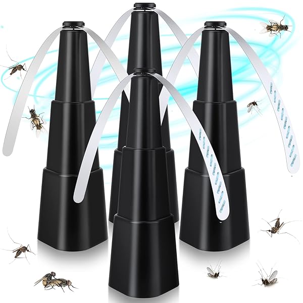 FLY FANS FOR TABLES, FLY REPELLENT FAN INDOOR OUTDOOR WITH HOLOGRAPHIC BLADES, BATTERIES POWERED FOR PICNIC, PARTY, RESTAURANT, KITCHEN, AND BBQ,4 PACK