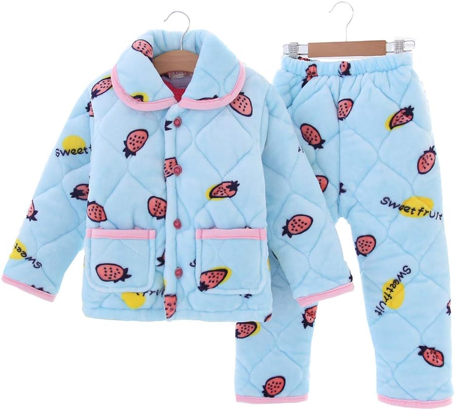YVWTUC Boys and Girls Flannel Pajamas Thick Coral Fleece Warm Sleepwear for Winter