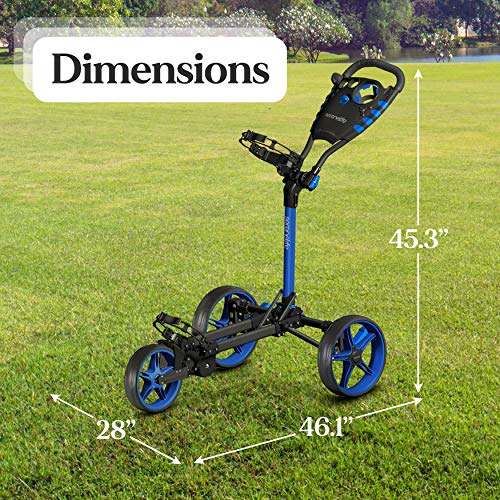 3-Wheel-Golf-Push-Cart-Lightweight-Folding-Golf-Walking-Push-Cart-Roller-Golf-Bag-Holder-w-UpperLower-Bracket-w-Elastic-Strap-Scorecard-Storage-Compartment-SereneLife-SLGCFLW