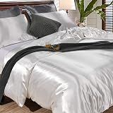 Loussiesd Hotel White Comforter Cover Single Silk Like Satin Bedding Set view 5