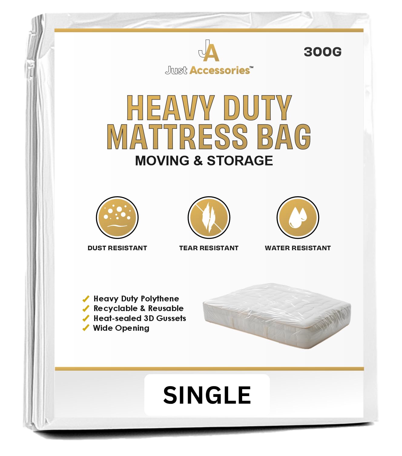 Just Accessories 3ft Mattress Bag Heavy Duty Professional Quality Removal & Storage Bags