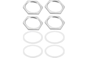 uxcell 4pcs Cast Pipe Fitting Hex Locknut with Washer 304 Stainless Steel Hex Lock Nut NPT 1-1/2" Female Thread for Plumbing Fixed, Water Broom and Undercarriage Cleaner, 2.17" OD