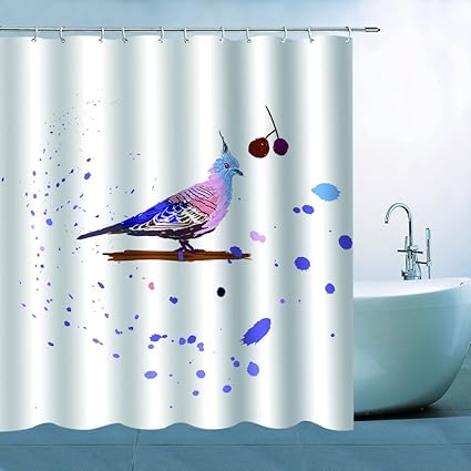 Amazon Com Bcnew Bird Shower Curtain Decor Colorful Blue Pink