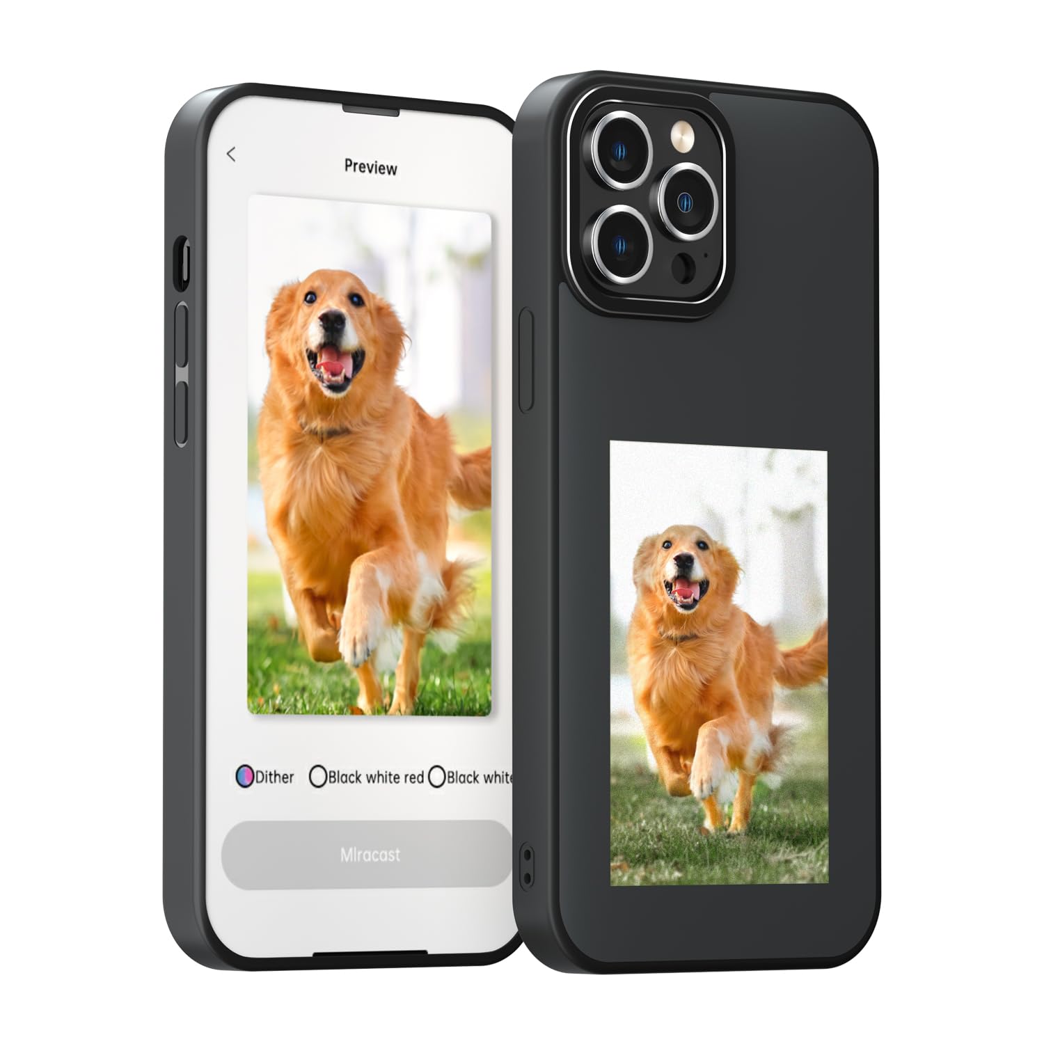 YCE Smart Ink Screen Phone Case Smart NFC Phone Case DIY Personalize Photo Changing 3.5 Inch Ink Display Image On iPhone Case for iPhone 13/14,14 Pro/Max | Iphone 15,Pro/Max Black