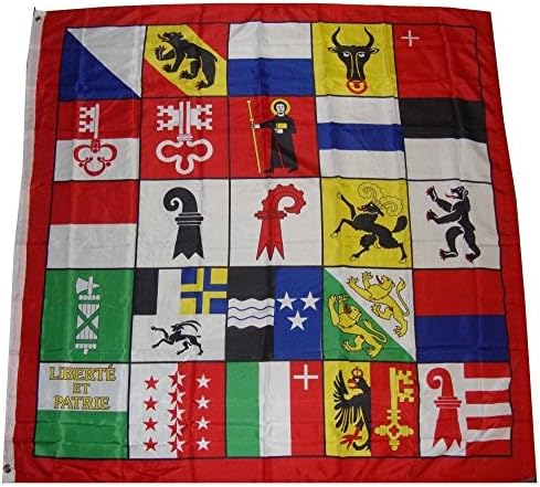4X4 Switzerland 25 Cantons Flag 4'X4' Banner Brass Grommets