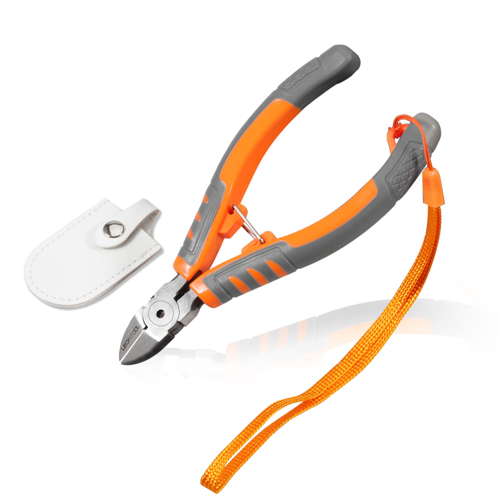 LEONTOOL Diagonal Cutting Pliers 5-Inch Wire Flush Cutters Side Cutter Wire Snips with Hand Rope and Protective Cover for Cuts Electronics Wires Jewelry Zip Ties