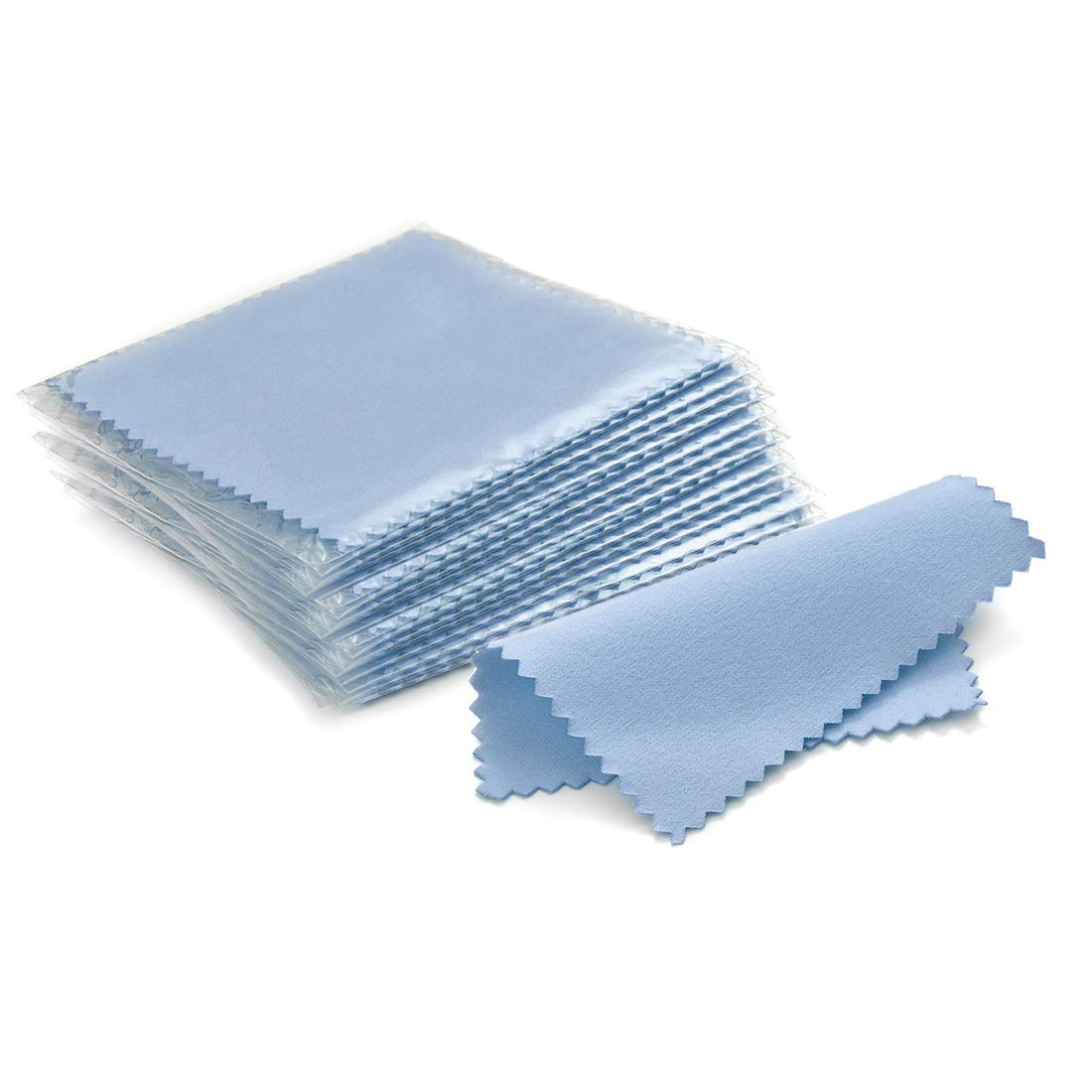 SEVENWELL 50pcs Jewelry Cleaning Cloth Blue Suede Polishing Cloth 8x8cm