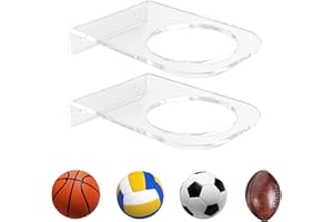 BiJun Basketball Holder Wall Mount, Acrylic Football Display Rack, Clear Ball Storage Hanger Wall Mount, for Football, Basketball, Volleyball, Rugby and Soccer