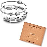 LNIEER Morse Code Rings for Women Men Funny Inspirational Gifts Stainless Steel Fidget Rings for Anxiety Anxiety Ring with Beads Spinner Ring Fidget Ring Message Friendship Gifts Jewelry Birthday Gifts