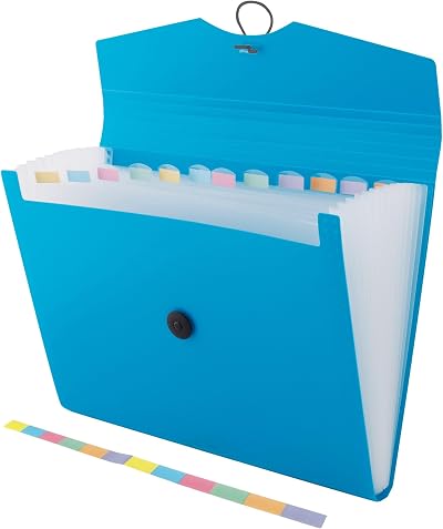 D.RECT Expandable A4 Document Organiser with 12 Compartments Blue