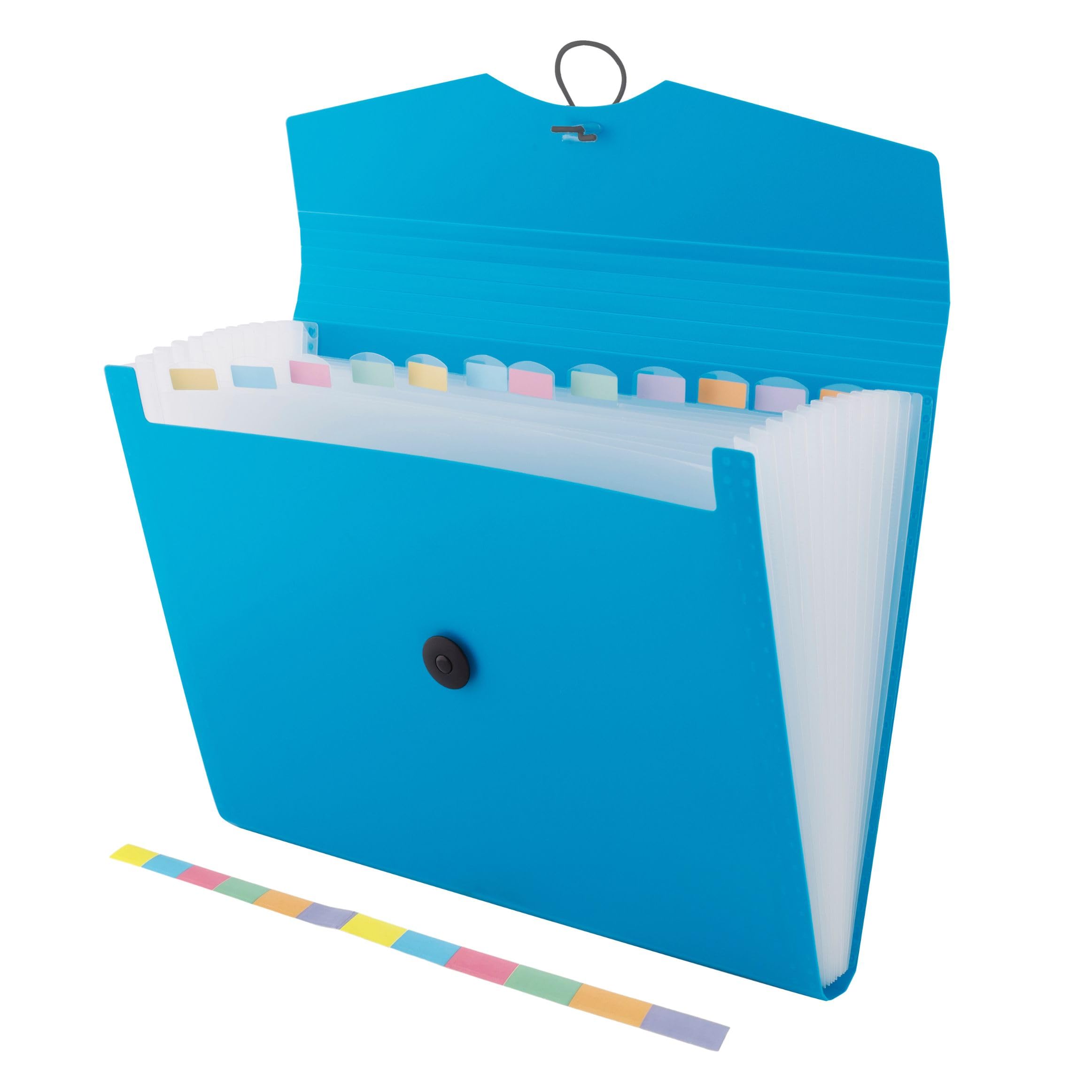 D.RECT | Expandable Expanding File | Document Organiser | Folders Expander for School - Office - Home | Expanding File Folders | Pockets Filing Box | 12 Compartments | Size: A4 | Colour: Blue 110390