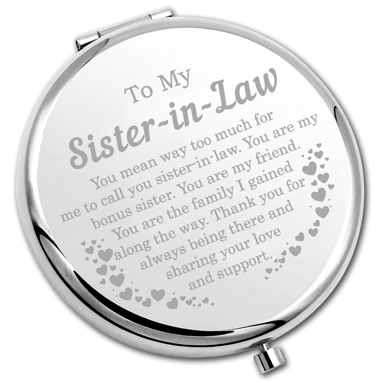 PLITI Sister In Law Compact Mirror Bonus Sister Gift Unbiological Sister Gift To My Sister In Law Inspirational Pocket Mirror (Sister-in-Law CM U)