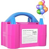 Samger Elektrische Ballonpumpe 600W – Doppelte Düse, Leise, Für Party & Hochzeit (rosa/rot)