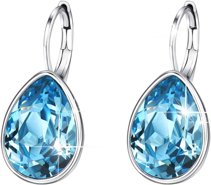 XUPING Platinum Plated Water Drop Crystal Hoop Stud Earrings for Women Crystals from Swarovski