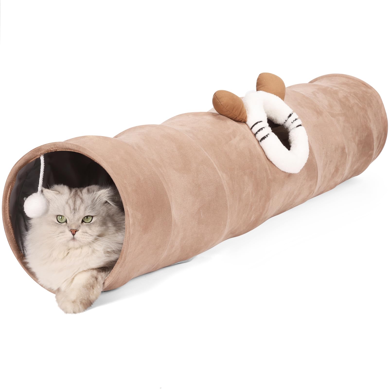 Photo 1 of Collapsible Cat Tunnel Straight Tube for Indoor Cats & Kittens Large Foldable Play Cave Toy with Hanging Ball & Peek Hole,Ideal for Rabbits, Ferrets, Puppies & Small Pets