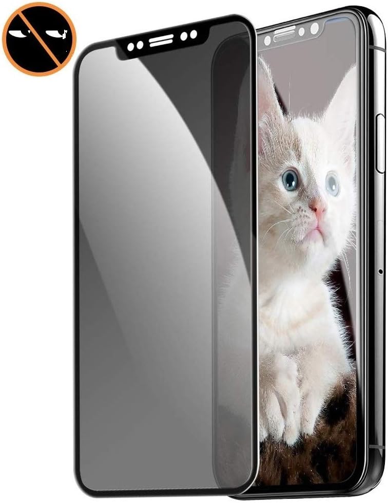 TANGLEI Privacy Screen Protector for iPhone 11 Pro iPhone Xs iPhone X Tempered Glass Anti-Spy/Scratch/Fingerprint [Full Coverage] [High Definition][Case Friendly],5.8 inch
