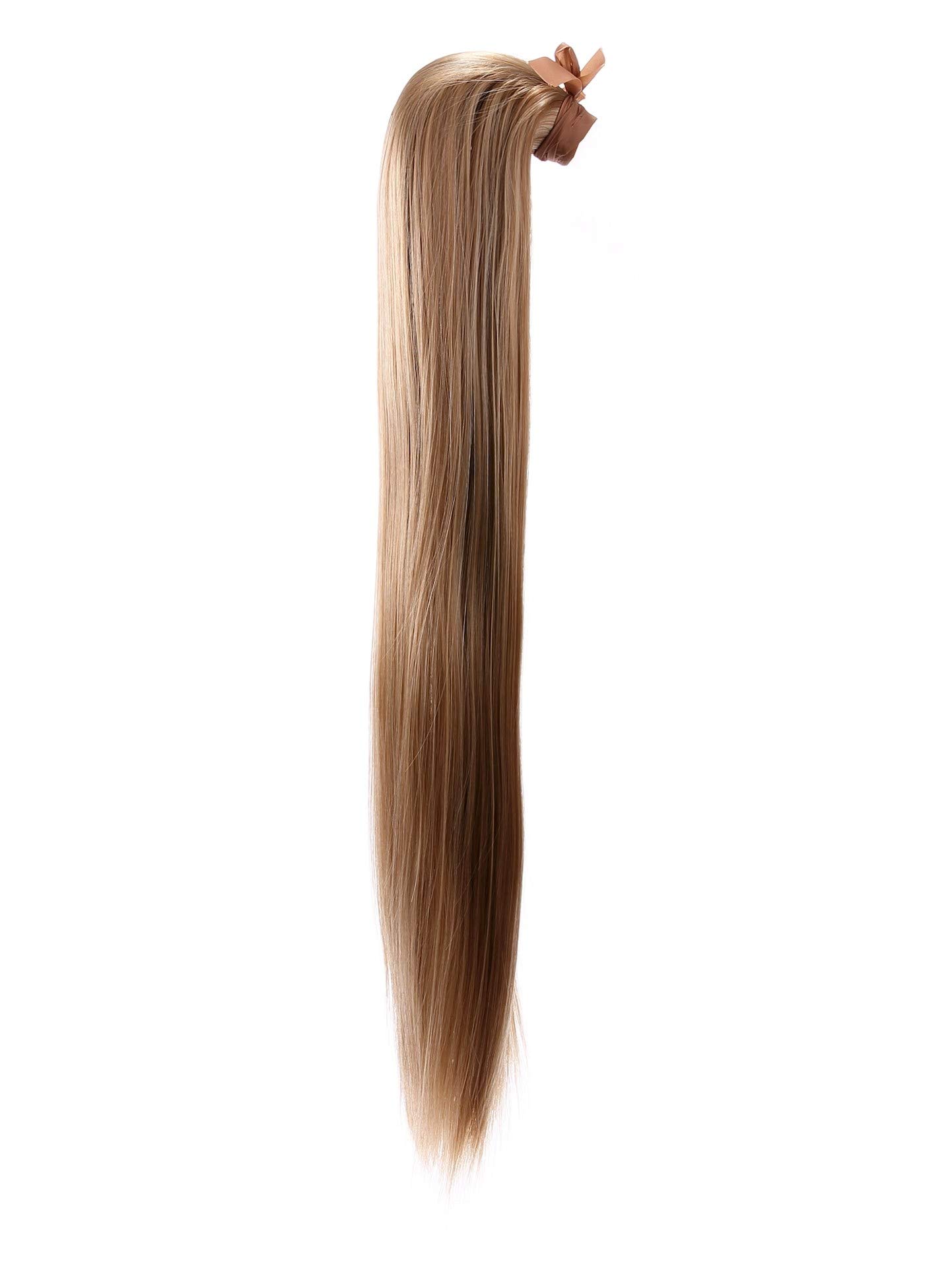 Prettyland static-free 24'' long clip-in straight extension hair-piece ponytail pigtail Beige blonde BL70