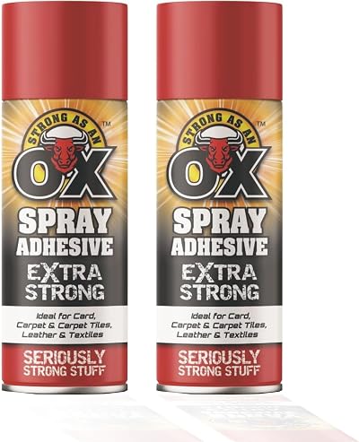 HitlineUK OX Spray Adhesive Extra Strong 2x500ml Card Carpet Tiles Leather