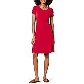Amazon Essentials Women's Gathered Short Sleeve Crew Neck A-line Dress (Available in Plus Size)