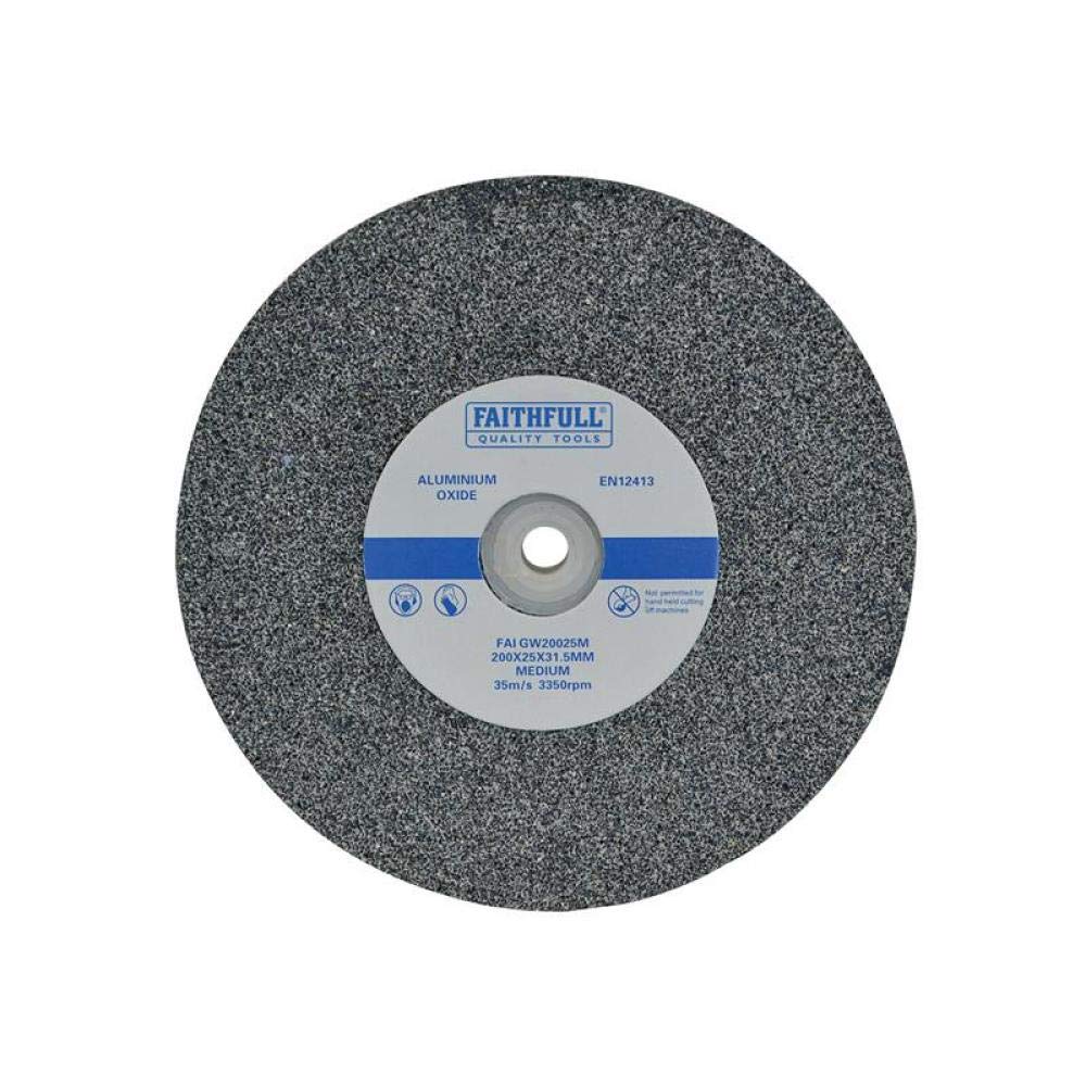 Faithfull FAIGW20025M Bench Grinding Wheel Alox 200mm x 25mm Medium