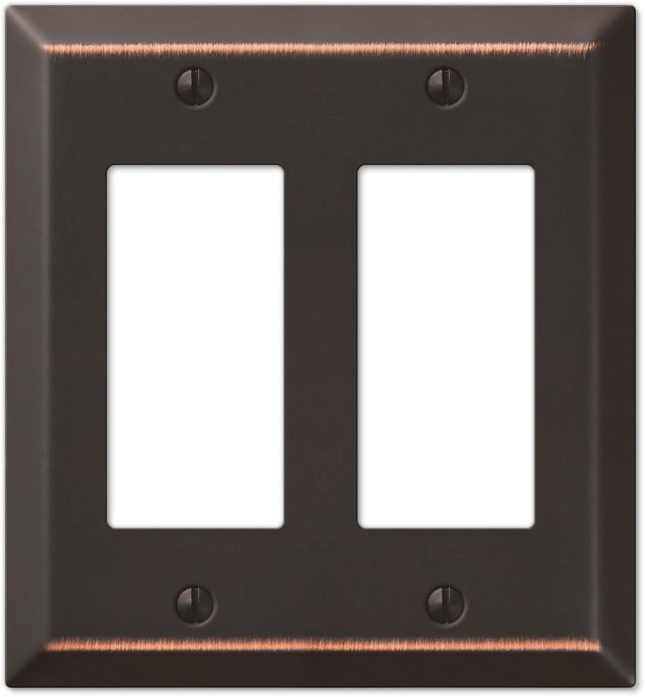 Amerelle Century Double Rocker Steel Wallplate in Aged Bronze